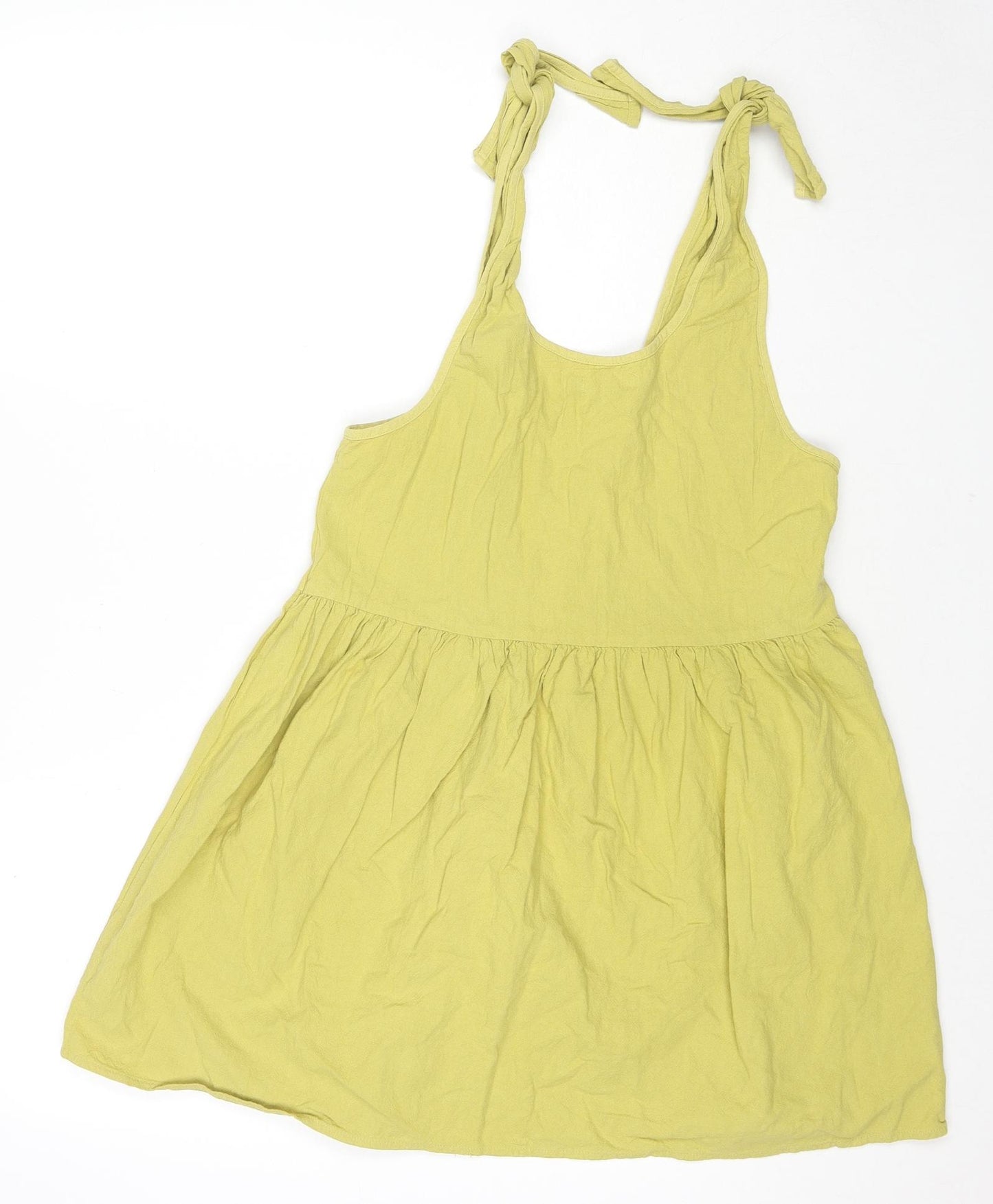 Nasty Gal Womens Green Cotton Tank Dress Size 10 Scoop Neck Tie