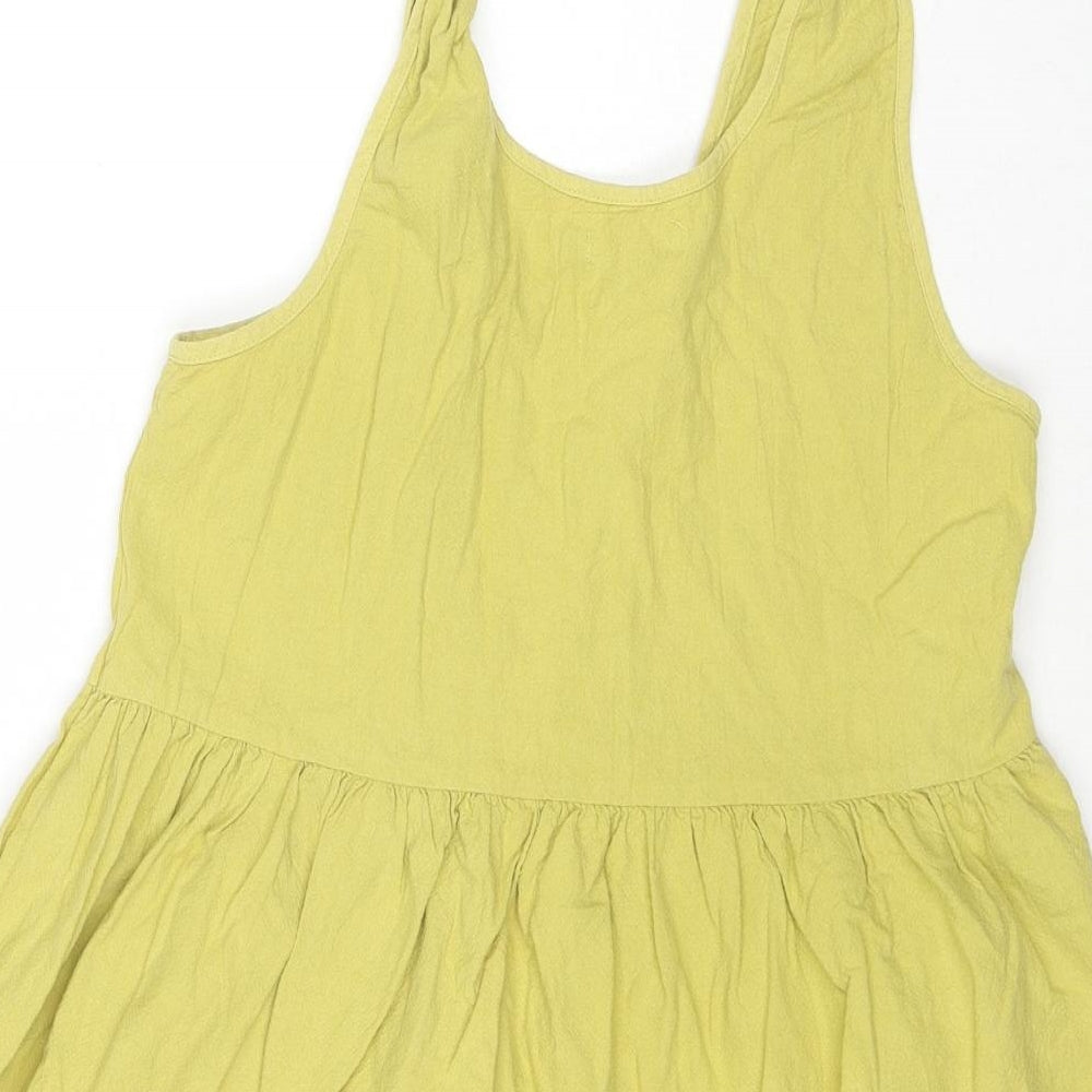 Nasty Gal Womens Green Cotton Tank Dress Size 10 Scoop Neck Tie