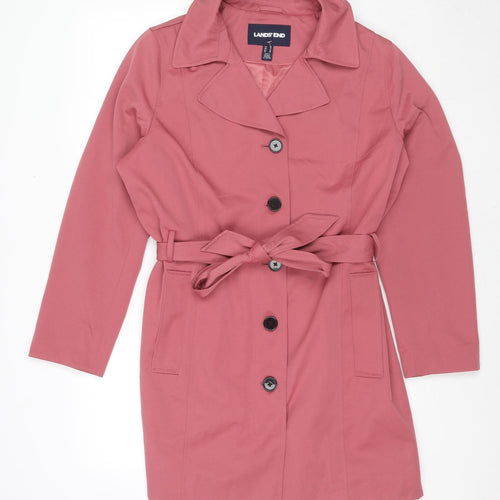 Lands' End Womens Pink Trench Coat Coat Size 18 Buckle