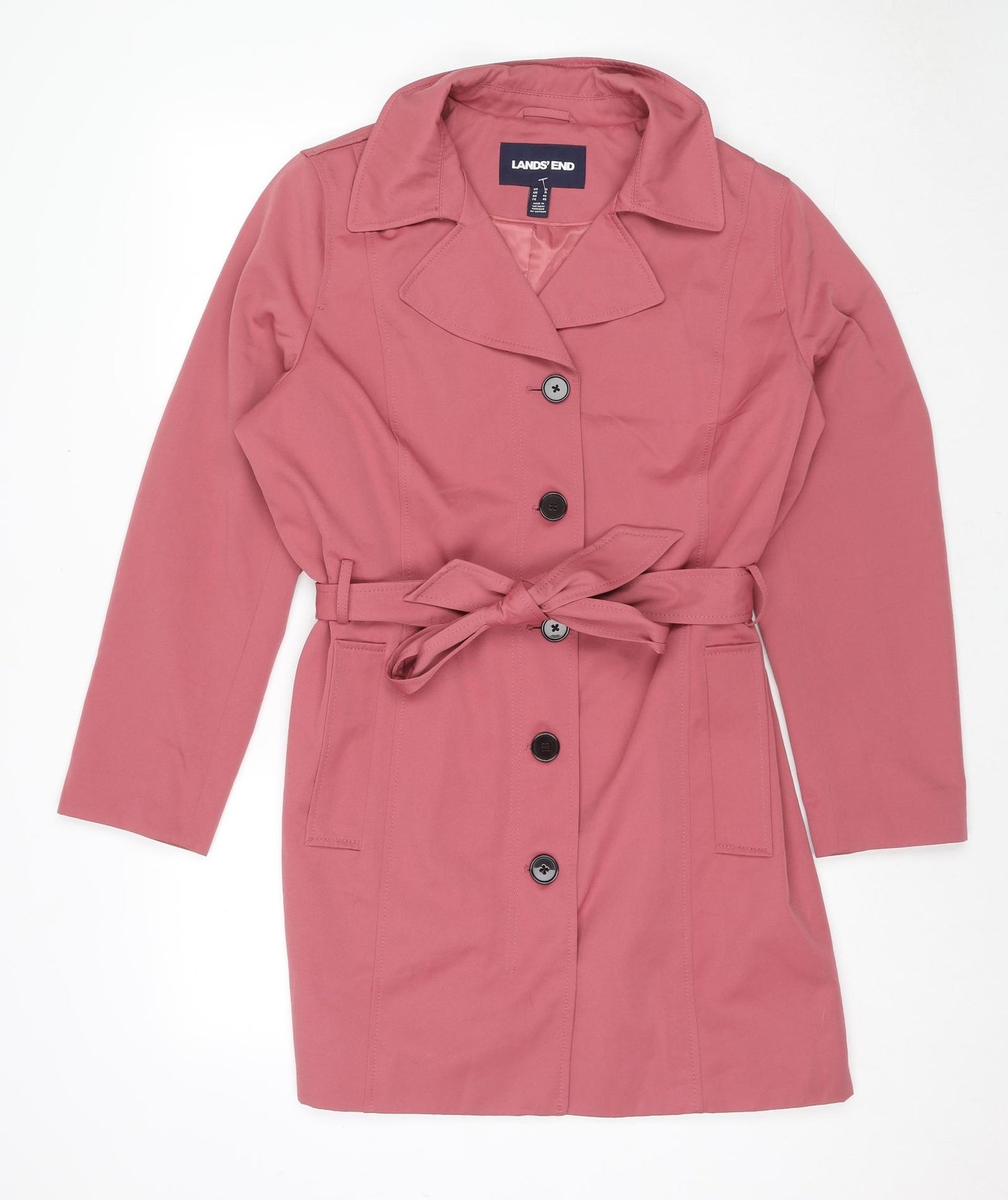 Lands' End Womens Pink Trench Coat Coat Size 18 Buckle