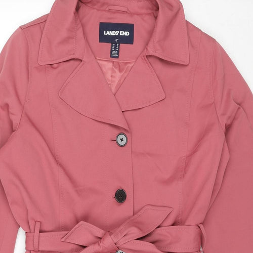Lands' End Womens Pink Trench Coat Coat Size 18 Buckle