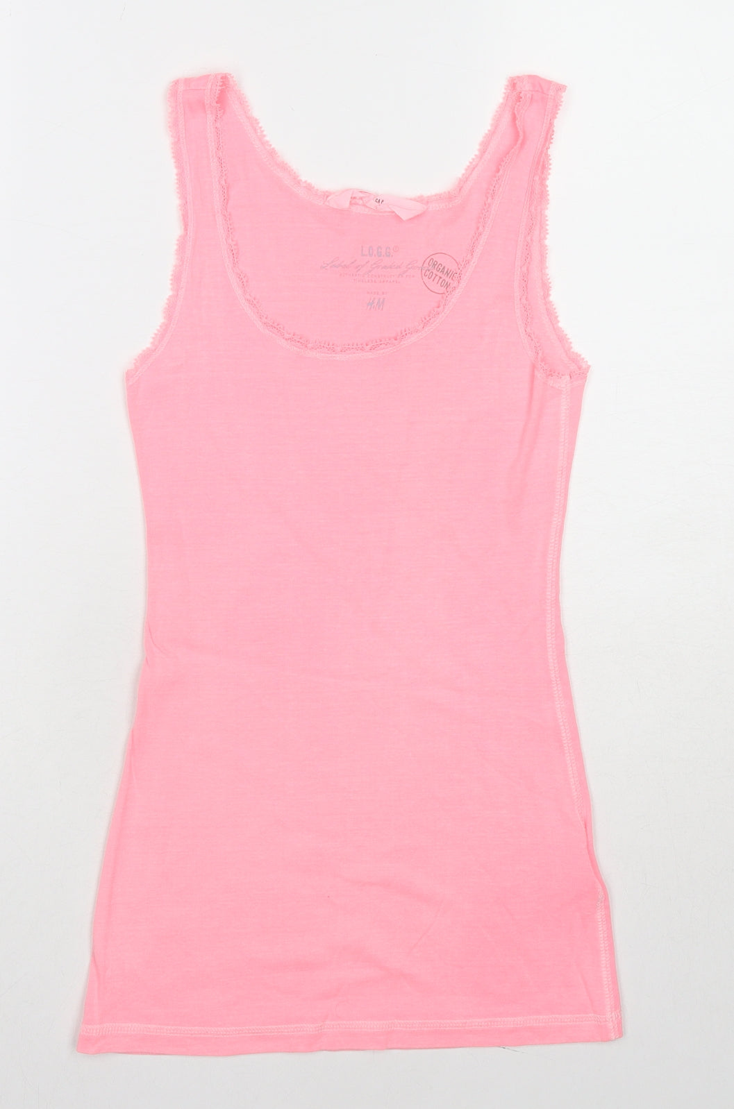 H&M Womens Pink Cotton Basic Tank Size S Scoop Neck