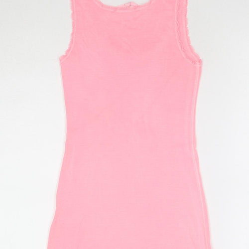 H&M Womens Pink Cotton Basic Tank Size S Scoop Neck