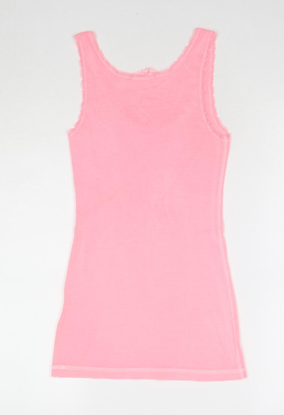 H&M Womens Pink Cotton Basic Tank Size S Scoop Neck