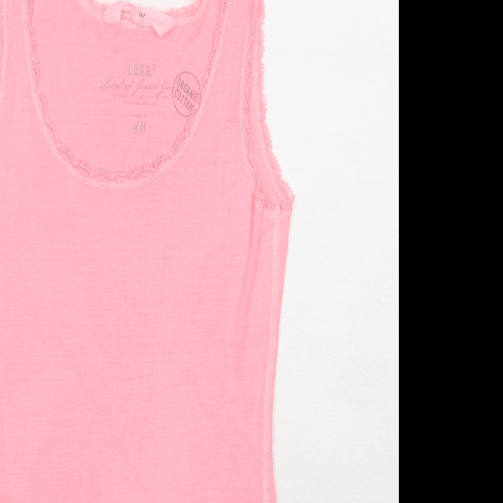 H&M Womens Pink Cotton Basic Tank Size S Scoop Neck