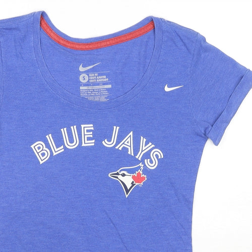 Nike Womens Blue Polyester Basic T-Shirt Size S Round Neck - Blue Jays