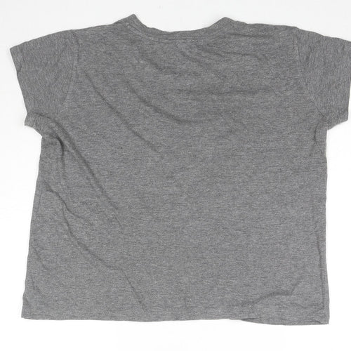 BIMBA Y LOLA Womens Grey Cotton Basic T-Shirt Size M Round Neck - Hearts Flowers