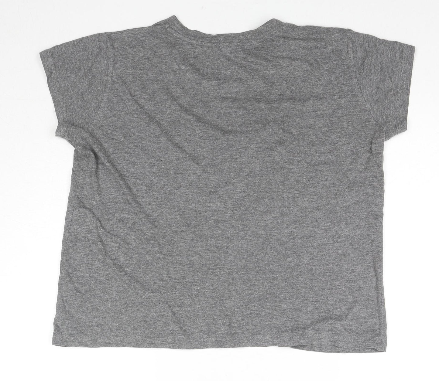 BIMBA Y LOLA Womens Grey Cotton Basic T-Shirt Size M Round Neck - Hearts Flowers