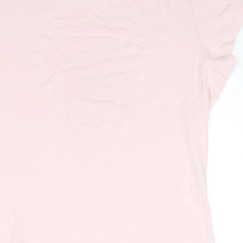 Marks and Spencer Womens Pink Cotton Basic T-Shirt Size 16 Round Neck