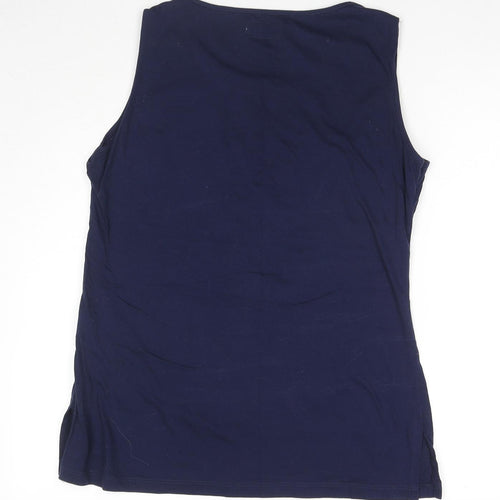 Tropical Art Womens Blue Cotton Basic Tank Size L Round Neck - Flowers