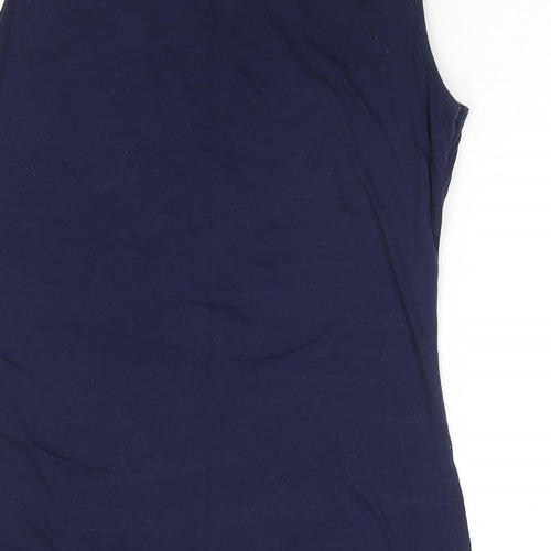 Tropical Art Womens Blue Cotton Basic Tank Size L Round Neck - Flowers