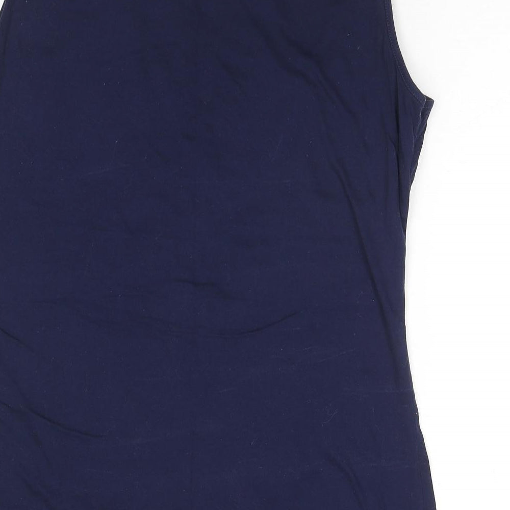 Tropical Art Womens Blue Cotton Basic Tank Size L Round Neck - Flowers