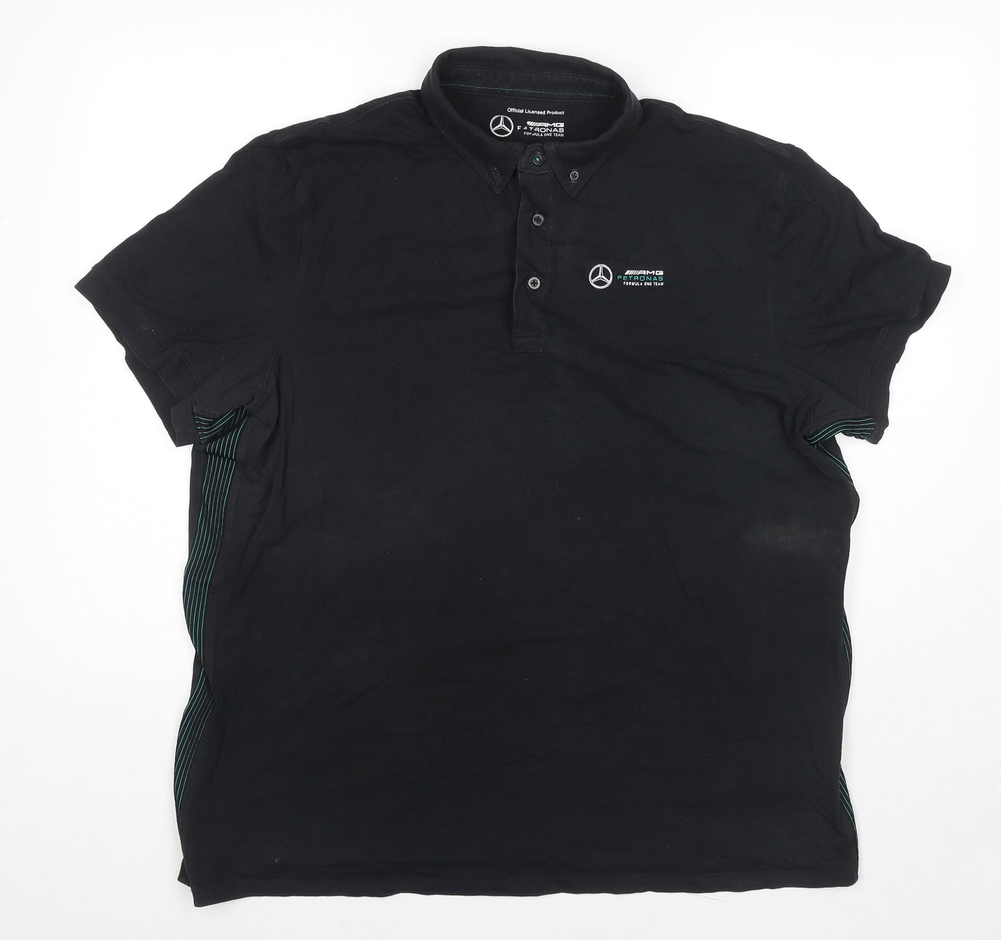 Mercedes-Benz Mens Black Cotton Polo Size 2XL Collared Pullover - AMG Logo