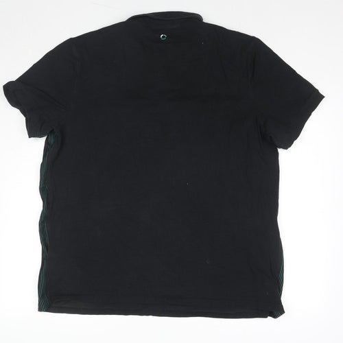 Mercedes-Benz Mens Black Cotton Polo Size 2XL Collared Pullover - AMG Logo