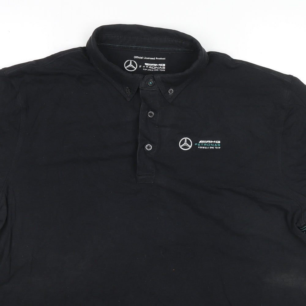 Mercedes-Benz Mens Black Cotton Polo Size 2XL Collared Pullover - AMG Logo