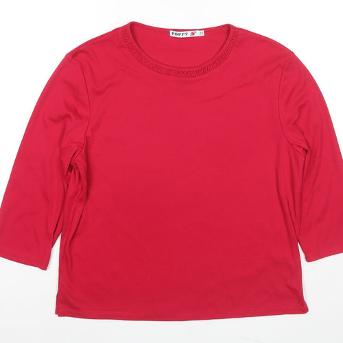 Poppy Womens Red Polyester Jersey T-Shirt Size 16 Round Neck
