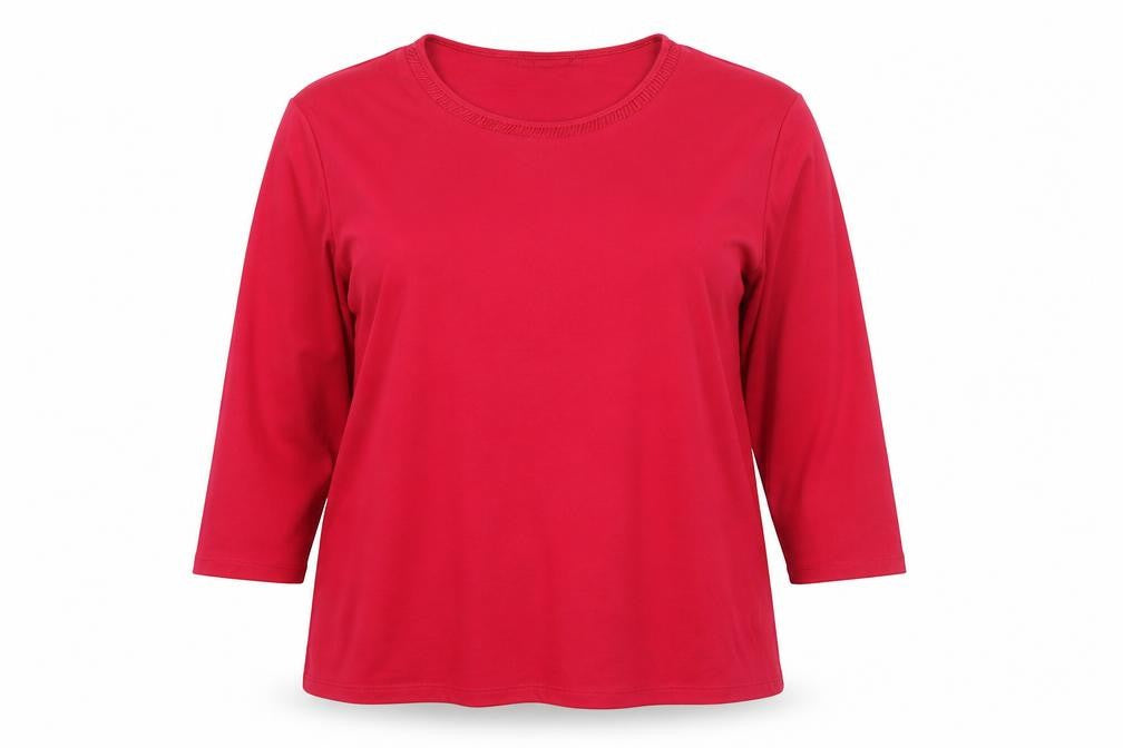 Poppy Womens Red Polyester Jersey T-Shirt Size 16 Round Neck