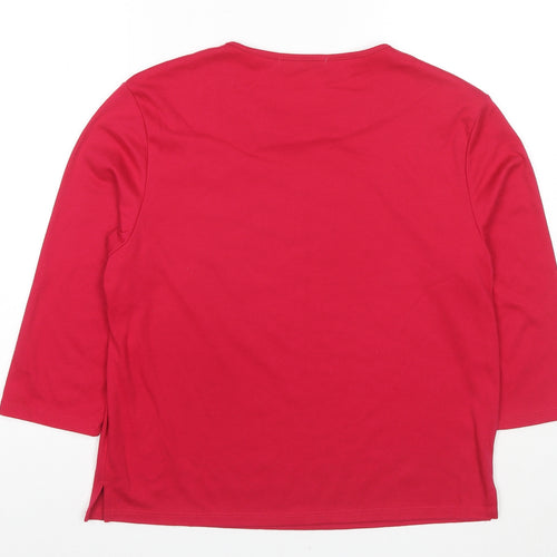 Poppy Womens Red Polyester Jersey T-Shirt Size 16 Round Neck