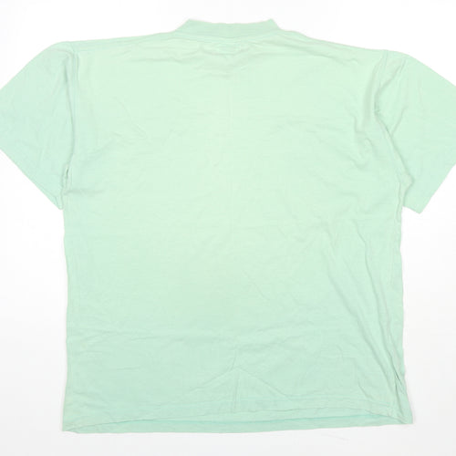Detrolend Womens Green Cotton Basic T-Shirt Size L Round Neck