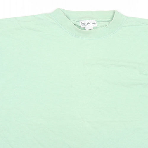 Detrolend Womens Green Cotton Basic T-Shirt Size L Round Neck