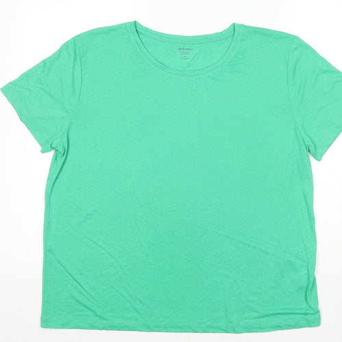 Marks and Spencer Womens Green Polyester Basic T-Shirt Size 14 Crew Neck