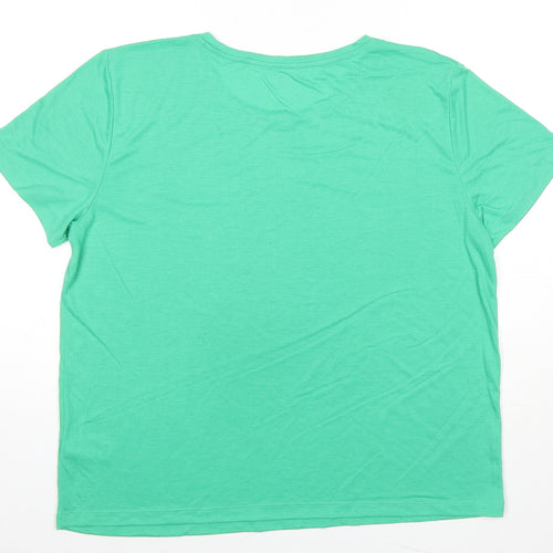 Marks and Spencer Womens Green Polyester Basic T-Shirt Size 14 Crew Neck