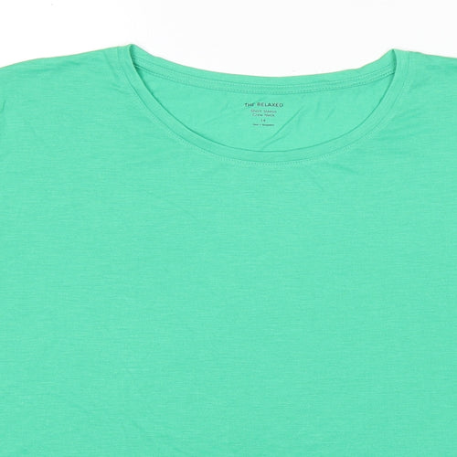 Marks and Spencer Womens Green Polyester Basic T-Shirt Size 14 Crew Neck