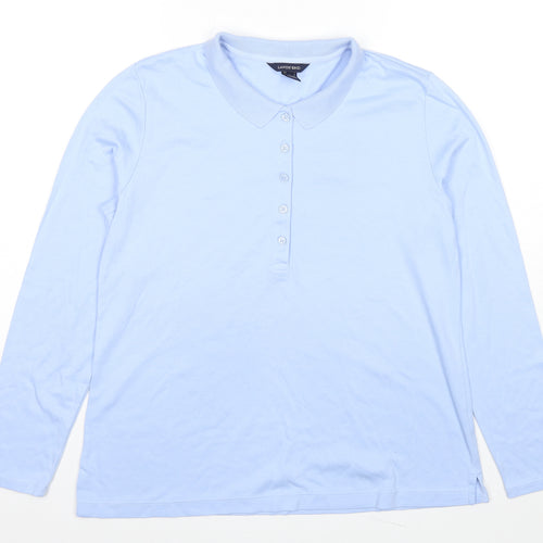 Lands' End Mens Blue Cotton Polo Size L Collared Pullover