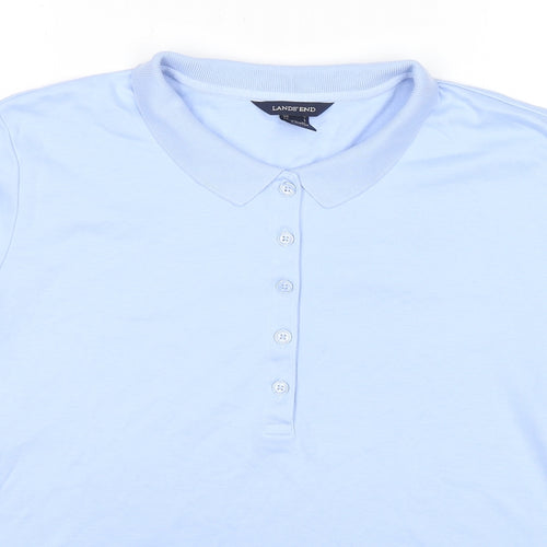 Lands' End Mens Blue Cotton Polo Size L Collared Pullover