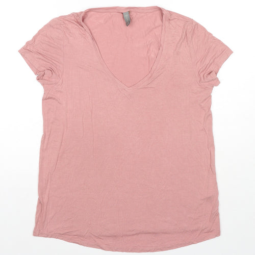 CULTURE Womens Pink Viscose Basic T-Shirt Size L Round Neck
