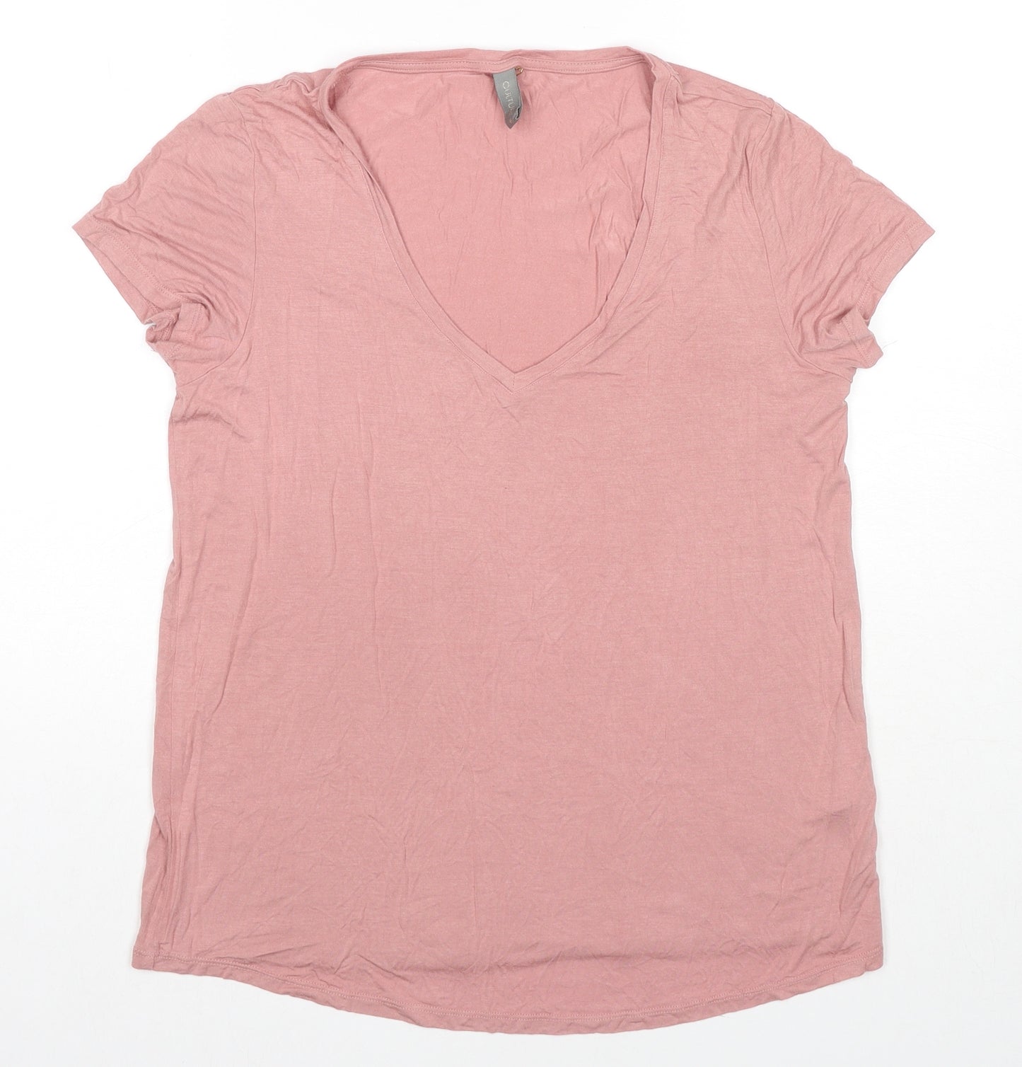 CULTURE Womens Pink Viscose Basic T-Shirt Size L Round Neck