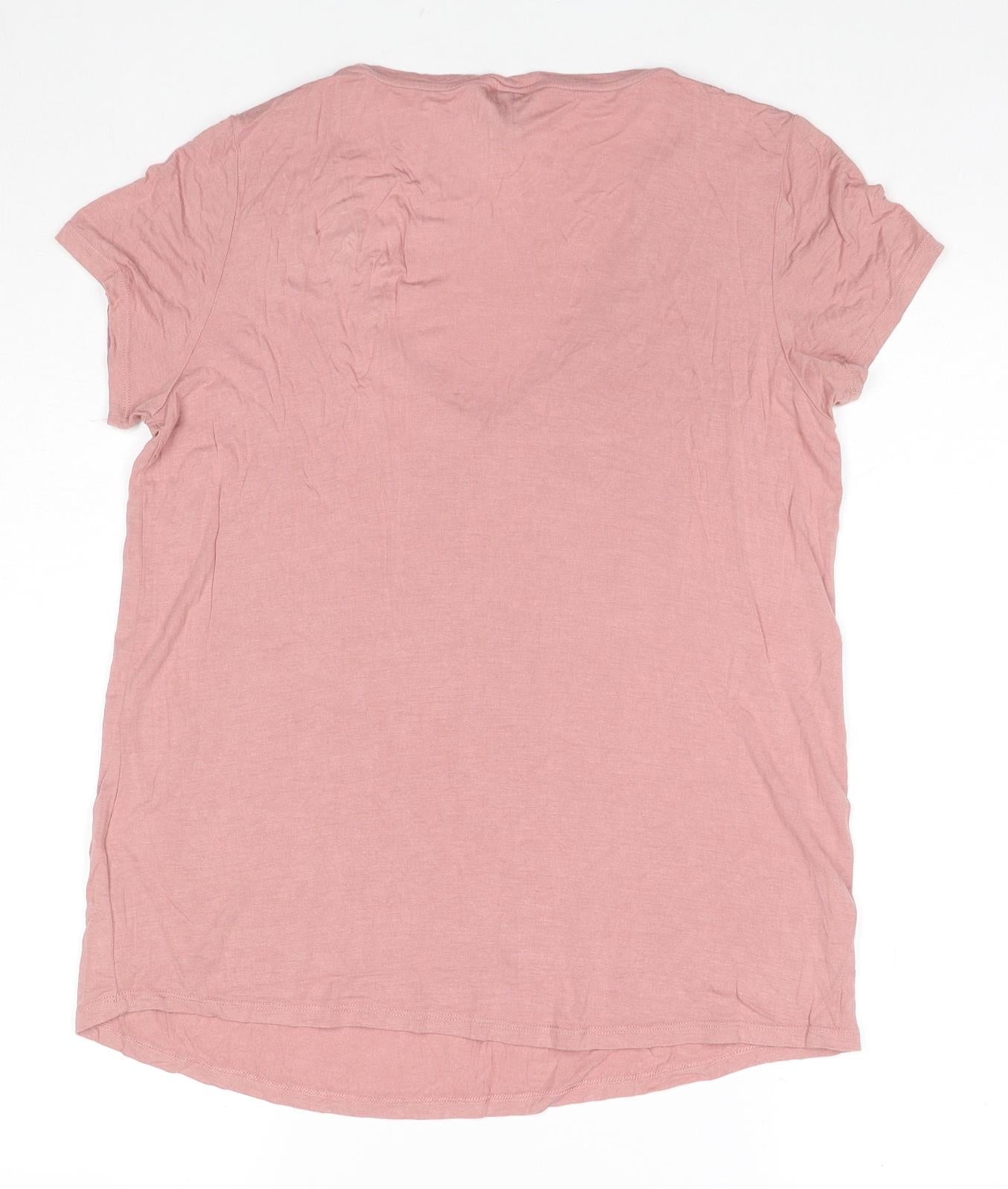 CULTURE Womens Pink Viscose Basic T-Shirt Size L Round Neck