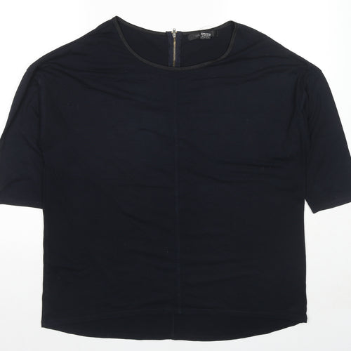 89th & Madison Womens Blue Polyester Basic Blouse Size XL Round Neck