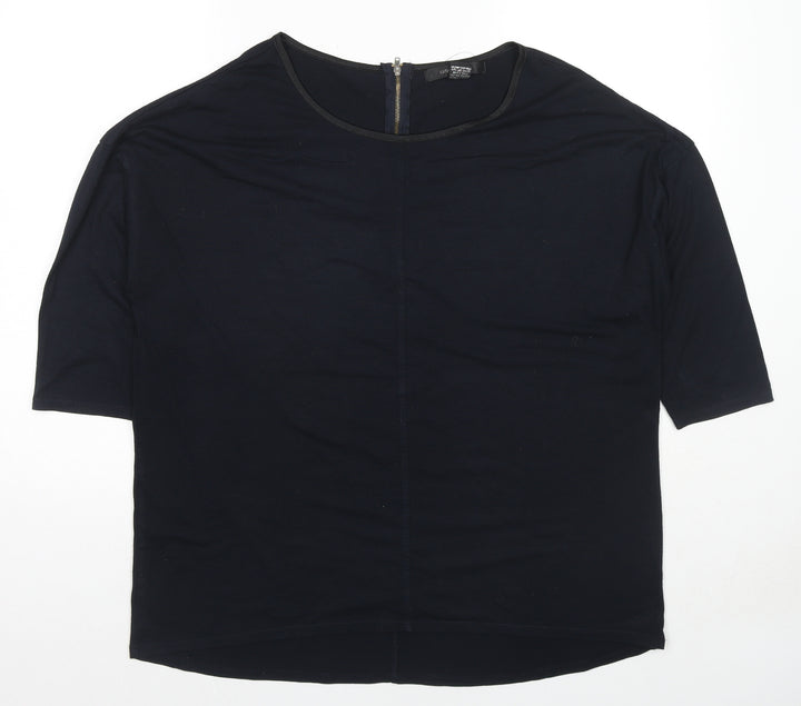 89th & Madison Womens Blue Polyester Basic Blouse Size XL Round Neck
