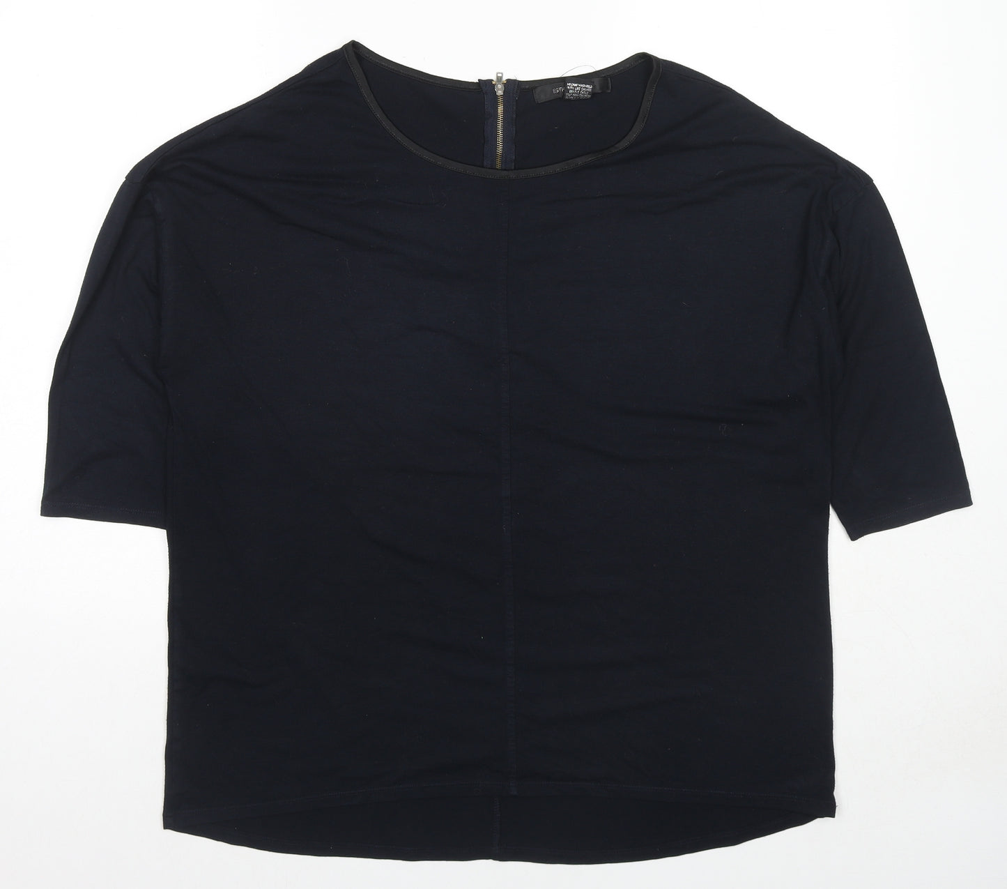 89th & Madison Womens Blue Polyester Basic Blouse Size XL Round Neck