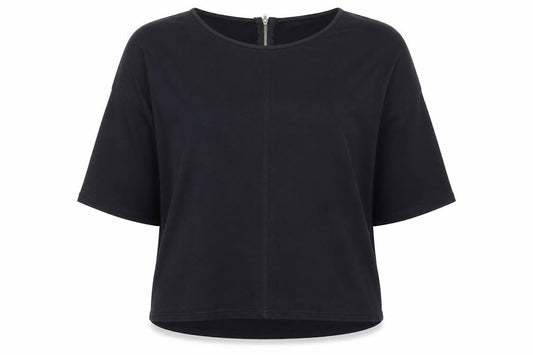 Front view of 89th & Madison women’s blue polyester basic blouse, size XL, round neck