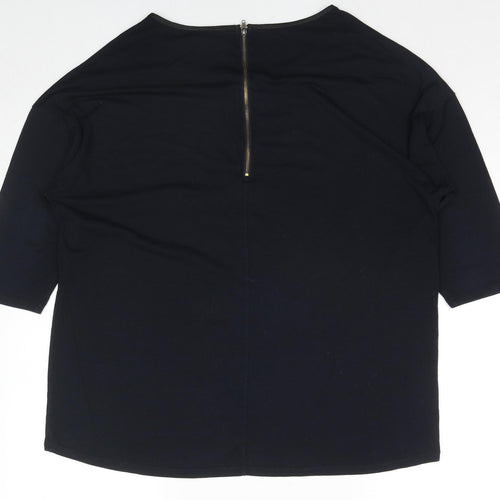 89th & Madison Womens Blue Polyester Basic Blouse Size XL Round Neck