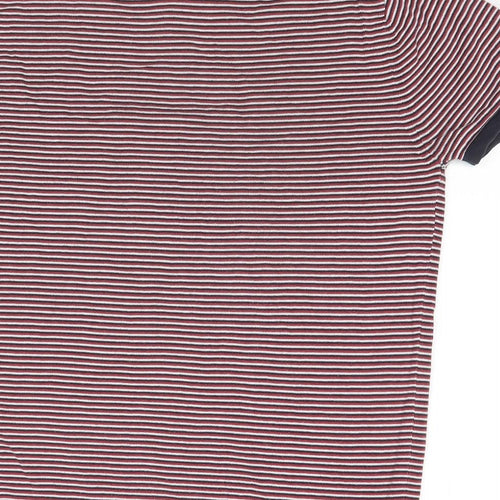 NEXT Mens Red Striped Cotton Polo Size L Collared Pullover