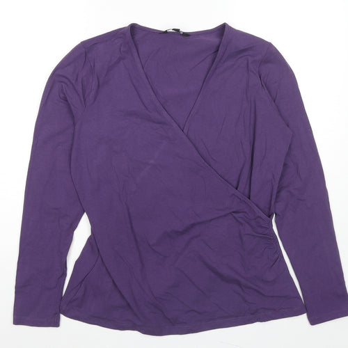 LTS Womens Purple Cotton Basic Blouse Size 20 V-Neck