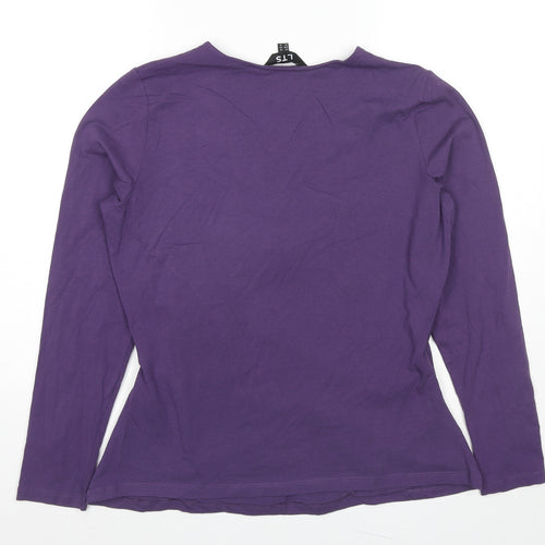 LTS Womens Purple Cotton Basic Blouse Size 20 V-Neck