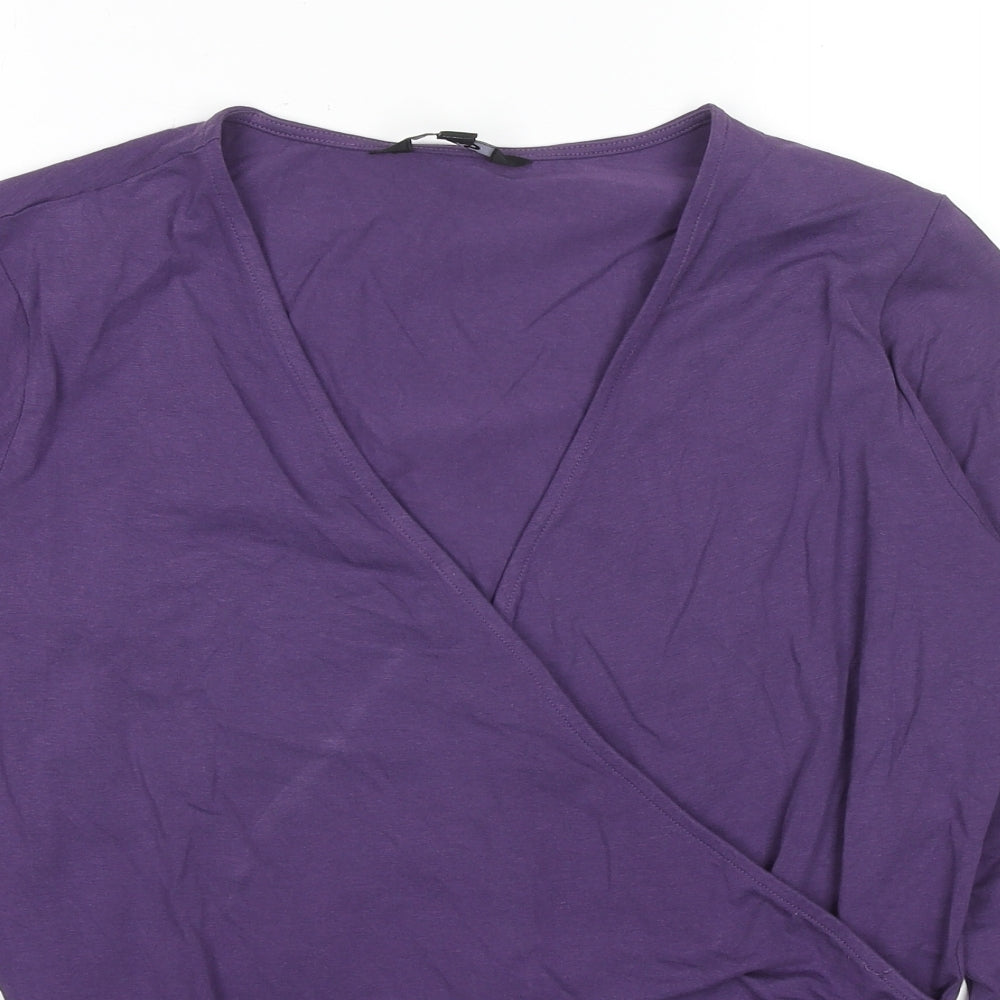 LTS Womens Purple Cotton Basic Blouse Size 20 V-Neck
