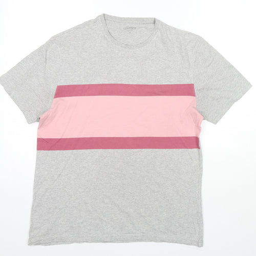 Marks and Spencer Womens Grey Colourblock Cotton Basic T-Shirt Size M Round Neck