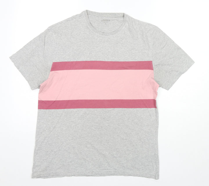 Marks and Spencer Womens Grey Colourblock Cotton Basic T-Shirt Size M Round Neck