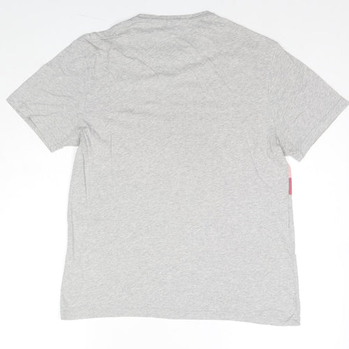 Marks and Spencer Womens Grey Colourblock Cotton Basic T-Shirt Size M Round Neck