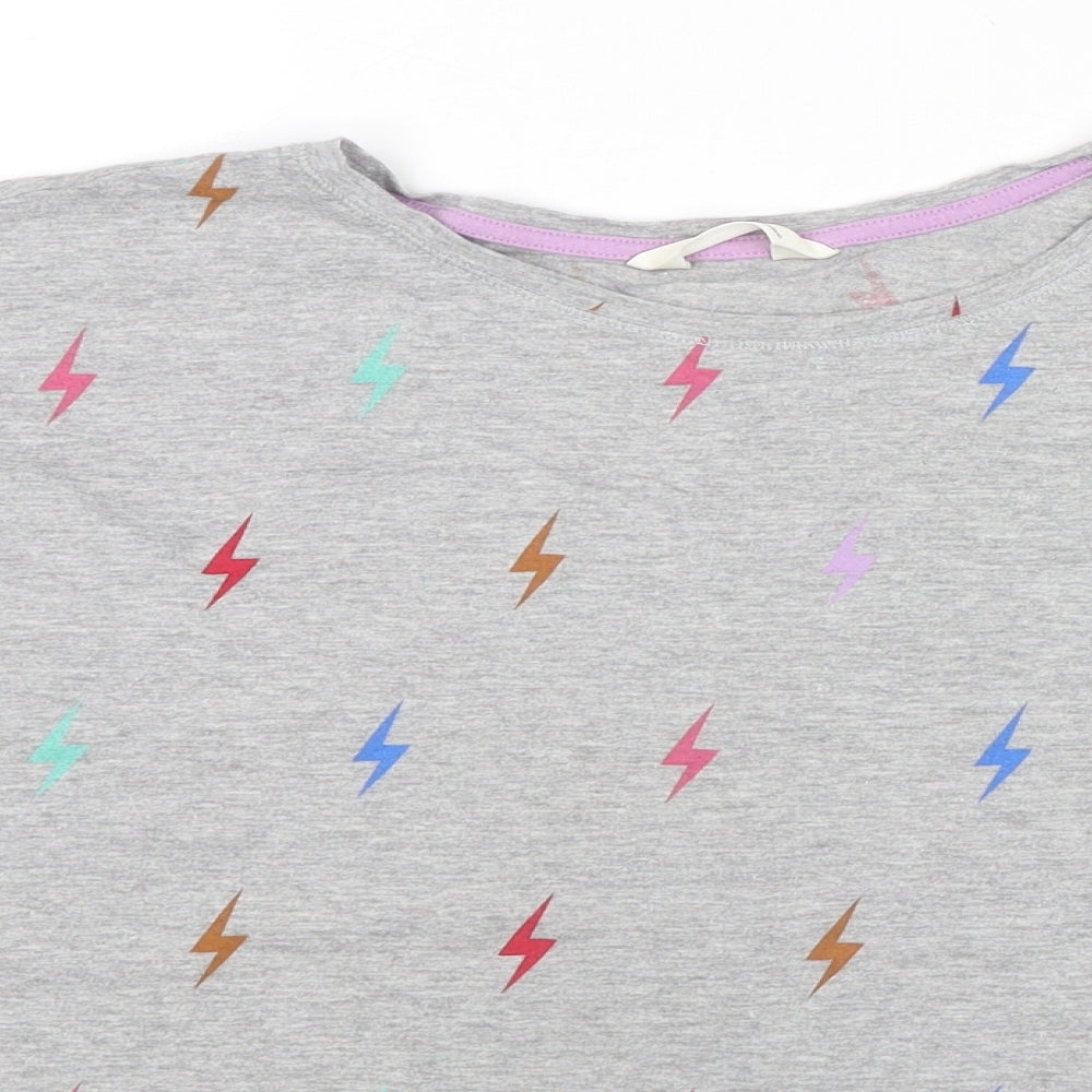 Marks and Spencer Womens Grey Geometric Cotton Basic T-Shirt Size XL Round Neck - Flash