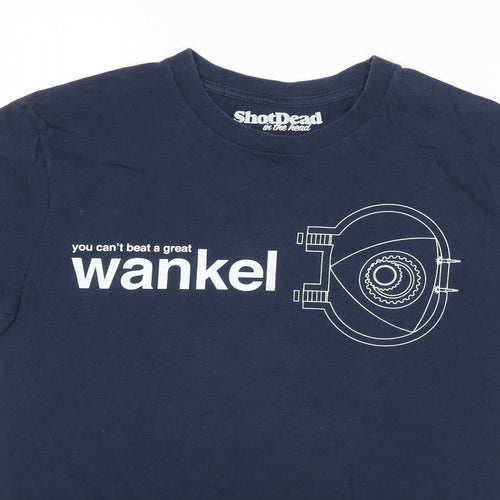 Shot Dead In The Head Mens Blue Cotton T-Shirt Size M Round Neck - Wankel Cars