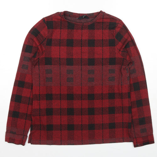 NEXT Womens Red Check Polyester Pullover Sweatshirt Size 10 Pullover