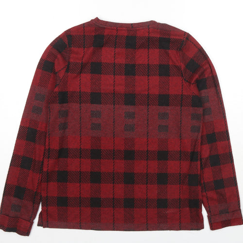NEXT Womens Red Check Polyester Pullover Sweatshirt Size 10 Pullover