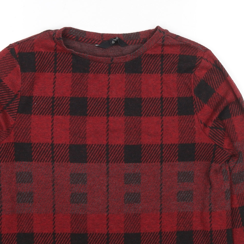 NEXT Womens Red Check Polyester Pullover Sweatshirt Size 10 Pullover