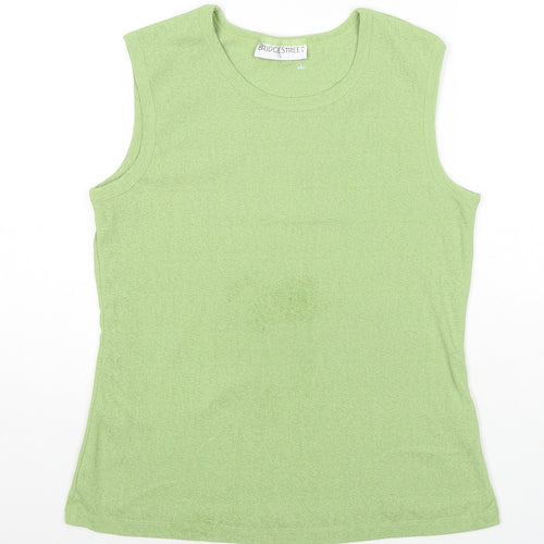 Bridge Street Womens Green Polyester Basic Tank Size L Round Neck